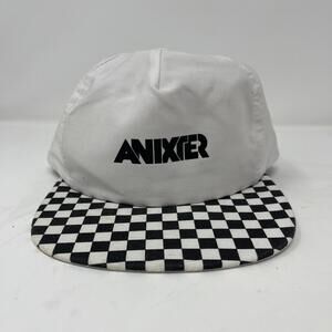 Vintage Anixter Black And White Checkered Snapback Hat Cap Summer Signed